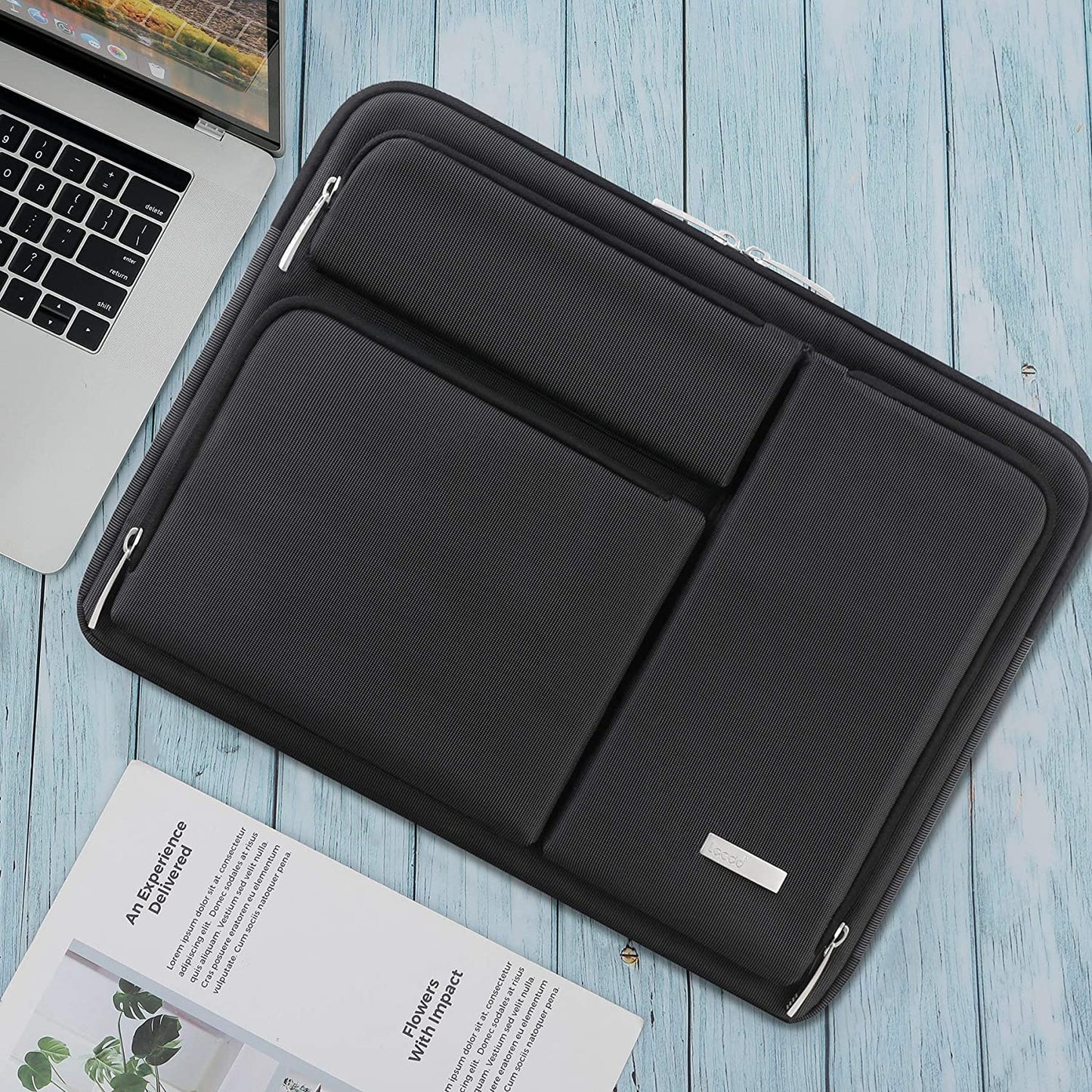 Lacdo 360° Protective Laptop Sleeve Case for 14 Inch HP Chromebook 14 / X360 14A / HP Stream 14, Acer Swift / Chromebook 314, 14" Ideapad Chromebook S330 ASUS Dell Portable Laptop Computer Bag, Black