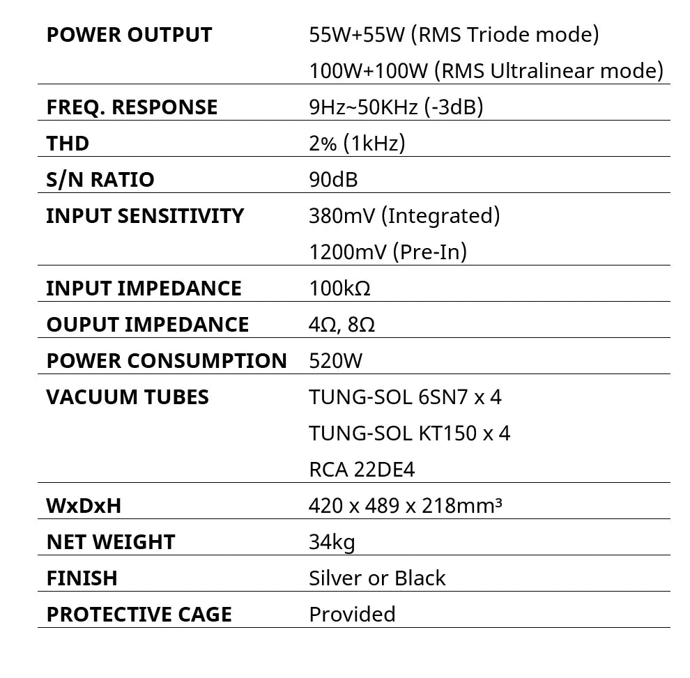 CS-150A Tungsol KT150 High Power Vaccum Tube Integrated Amplifier