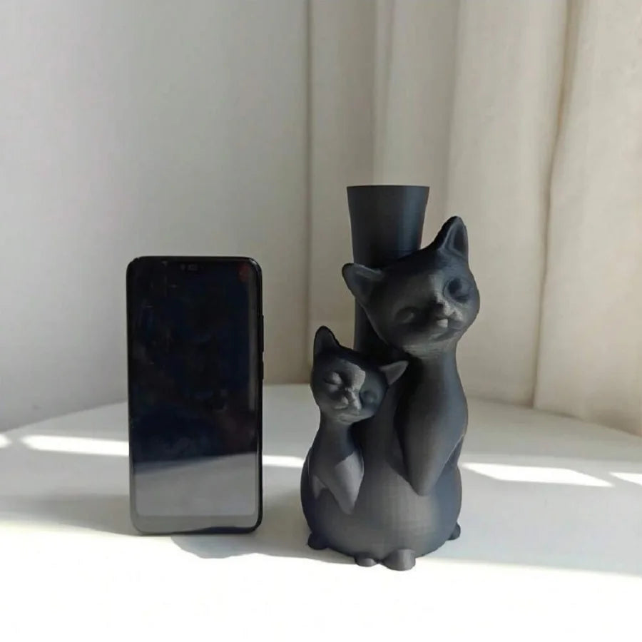 Creative Art Dry Flower Hydroponic Cat Vase, Suitable for Indoor Living Room, Study, Office, Outdoor Balcony Garden Mother's Day