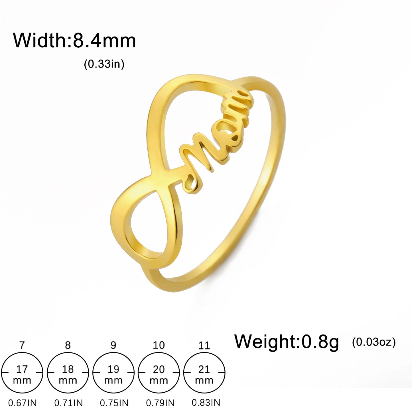 Skyrim Letter Mom Ring Women's Stainless Steel Minimalist Finger Rings 2026 New Fashion Jewelry Mother's Day Gift Wholesale