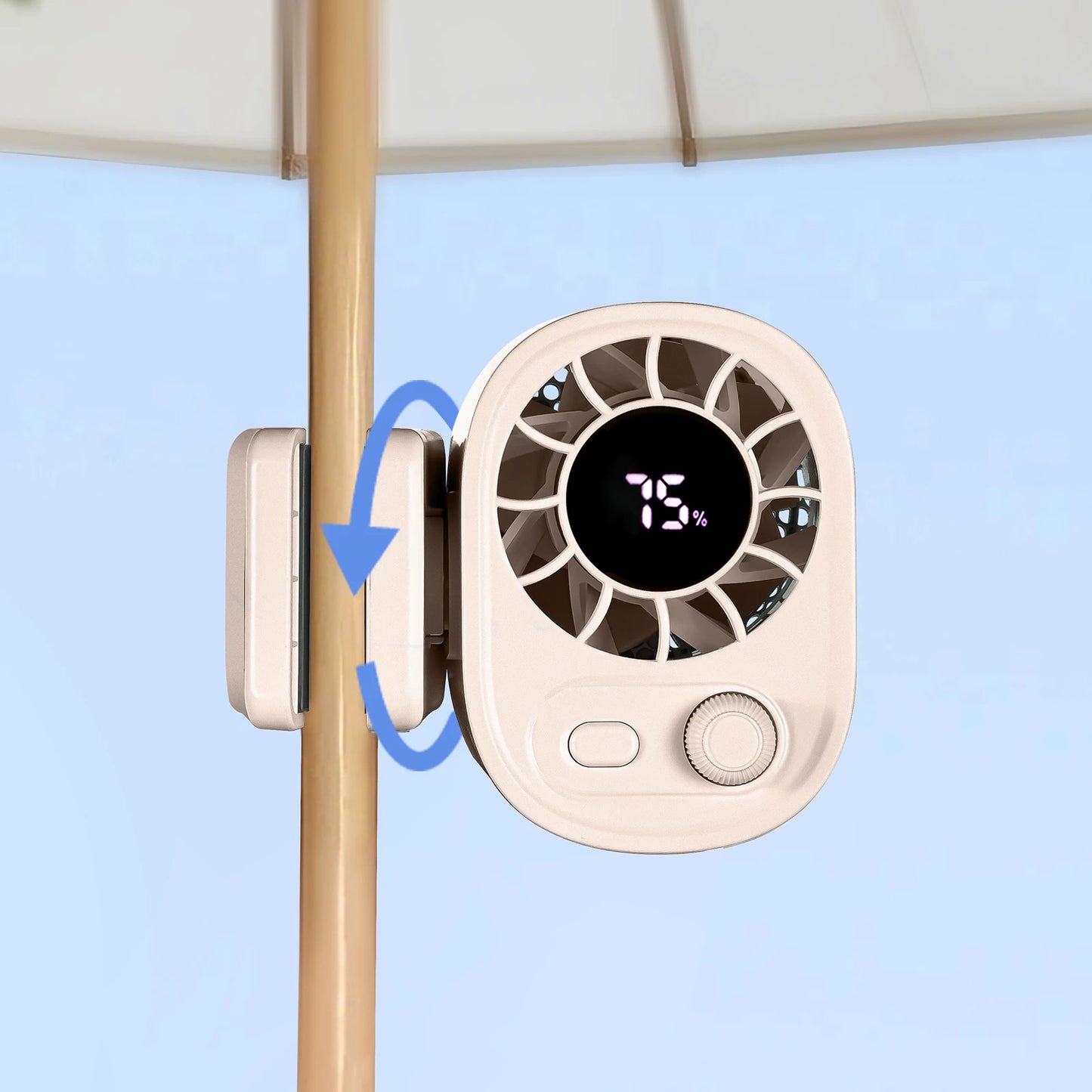 Eary Mini Waist Clip-on Fan Wiht 1800mAh 100 Speeds LED Display Usb Rechargeable Hands-Free Cooling Fan for Umbrella Work Travel