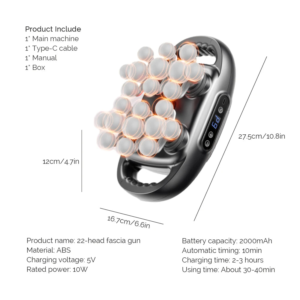 22-Head Fascia Gun High-Frequency Vibration Body Massage Gun Back and Waist Massager Neck Shoulder Massager Muscle masajeador