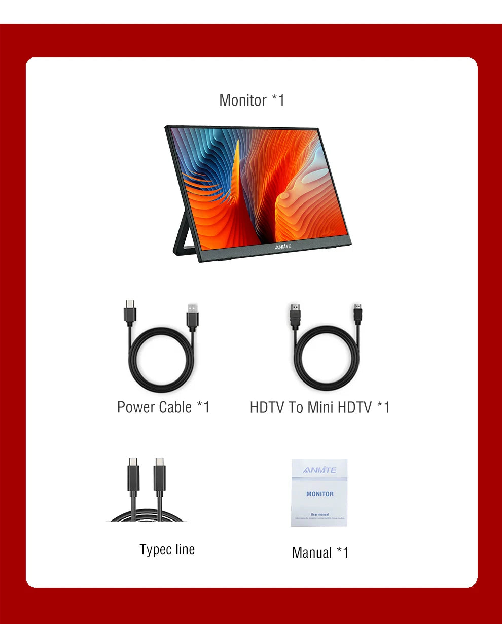 14 Inch Portable Touch Monitor Non-touch optional 16:10 400cd/m2 Gaming Computer Expand Display For XBox PS4/5 Switch Loptop