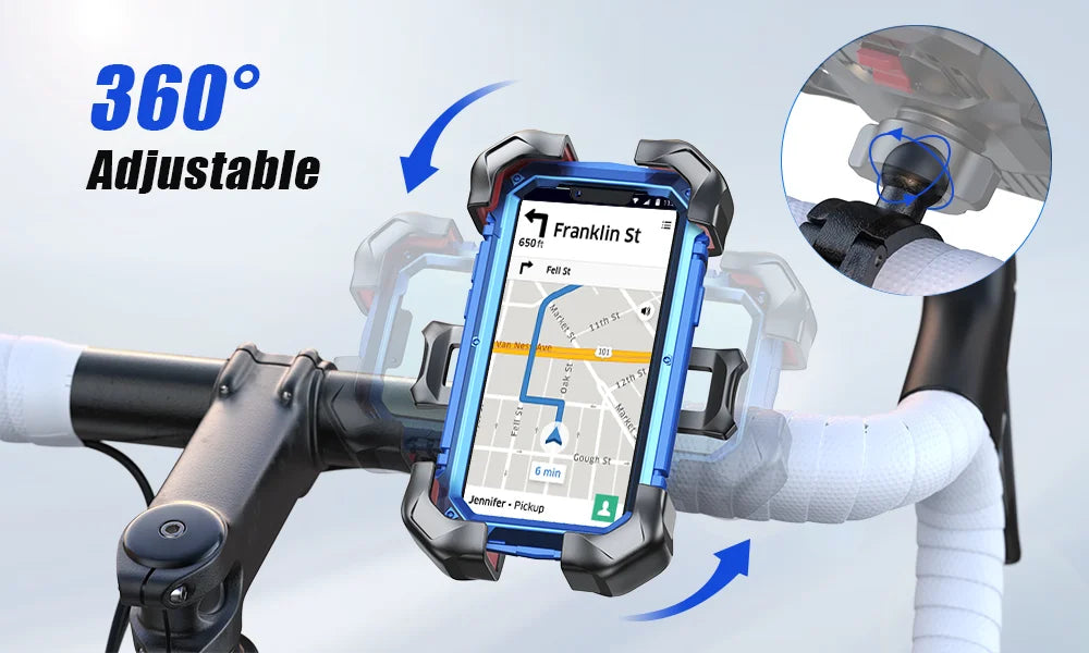 Joyroom Universal Bike Phone Holder 360° View Bicycle Phone Holder for 4.7-7 inch Mobile Phone Stand Shockproof Bracket GPS Clip