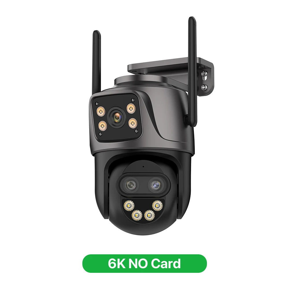 6K 9MP HD IP Camera Outdoor Three-Lens External WiFi Camera 4K/2K Dual Screen Security PTZ Cam Auto Tracking Surveillance iCSee
