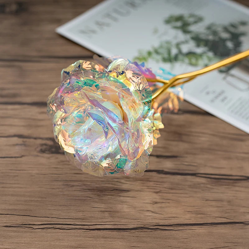 24k Gilded Rose Gold Crystal Artificial Rose Flower The Best Gift for Christmas Wedding Anniversary Mother's Day Valentine's Day