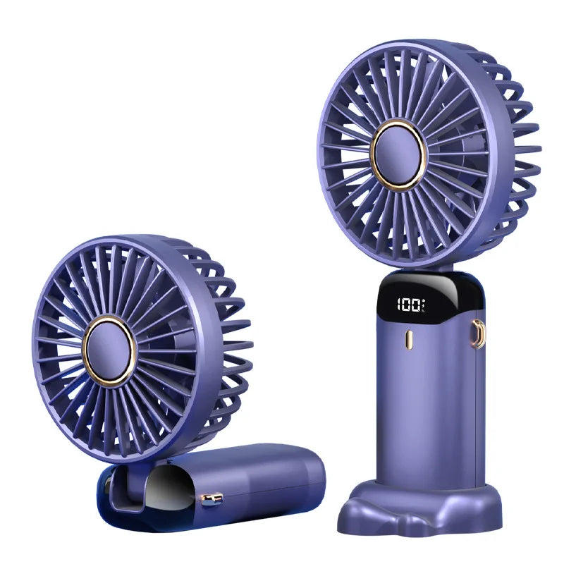 3-in-1 10000mAh Foldable USB Fan with Phone Holder - Portable Handheld & Desk Cooler w/ 360° Cooling