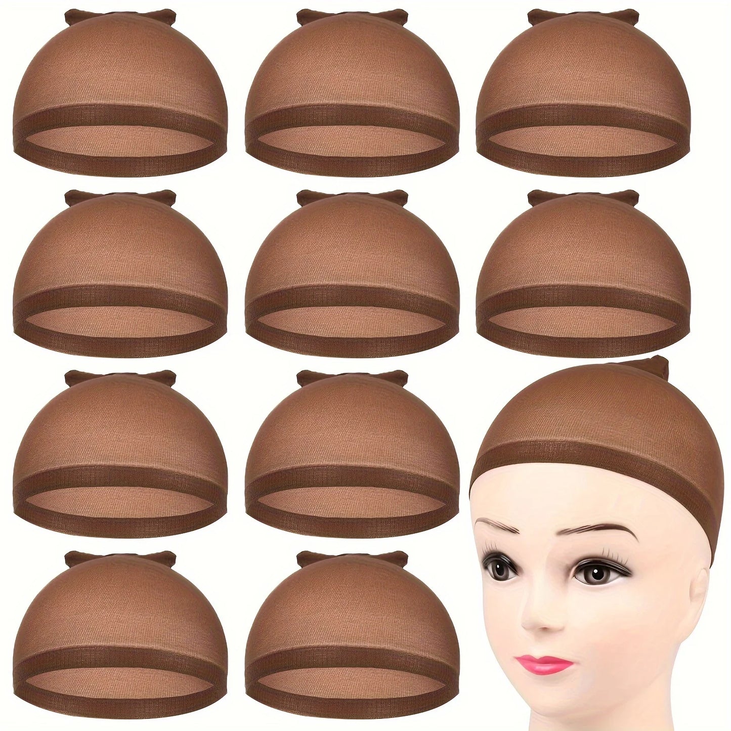 10pcs nylon wig cap stockings elastic wig cap black, brown, light brown