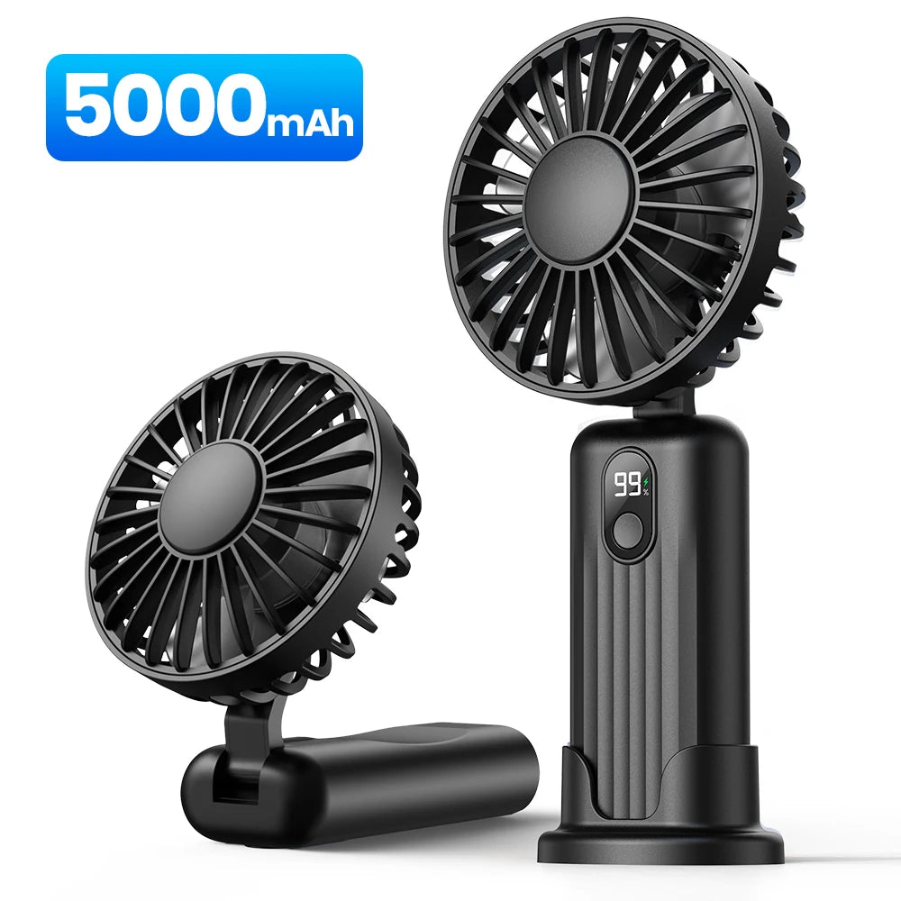 TOPK 5000mah Mini Portable Fan, USB Desk Electric Fan, Small Personal hand Fan with USB Rechargeable Cooling Neck Fans for Room