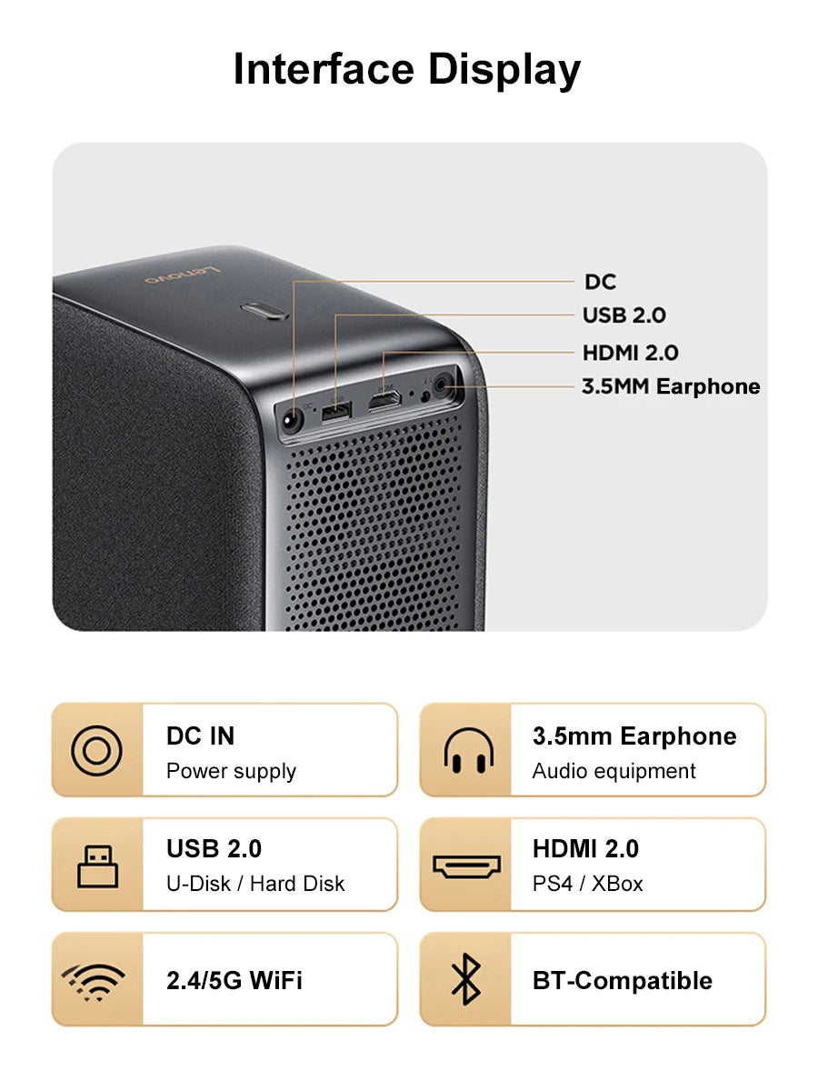 Lenovo T100 4K Projector Full HD 1080P 4k Projectors for Movies Beam Android Smart tv Video LED Home Theater