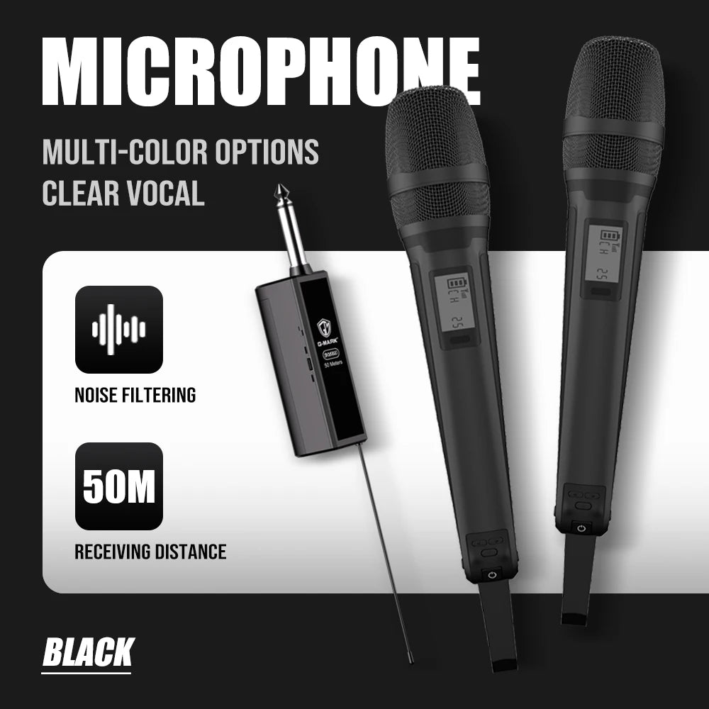 Karaoke Microphone G-MARK SKM9000 2 Channels Wireless UHF Frequency For Teaching Wedding Clear Stable Audio Transmission