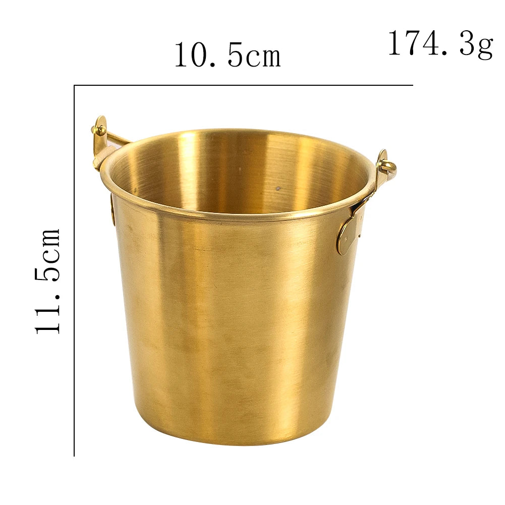 1pc Bar Party Ice Bucket Stainless Steel Ice Bucket Golden Beer Barrel Champagne Cooling Barrel Snack Fried Chicken Bucket