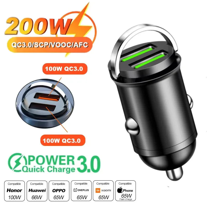 Mini Hidden Usb Fast Charger Car Charger Car Cigarette Lighter Qc3.0 Qc Pd 3.1A Pd Type C Universal Iphone and Xiaomi Phone