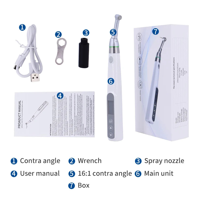 Dental Endo Motor 16:1 Standard Contra Angle Endomotor Wireless Root Canal Therapy Instrument Dentist Tools Reciprocating 360°