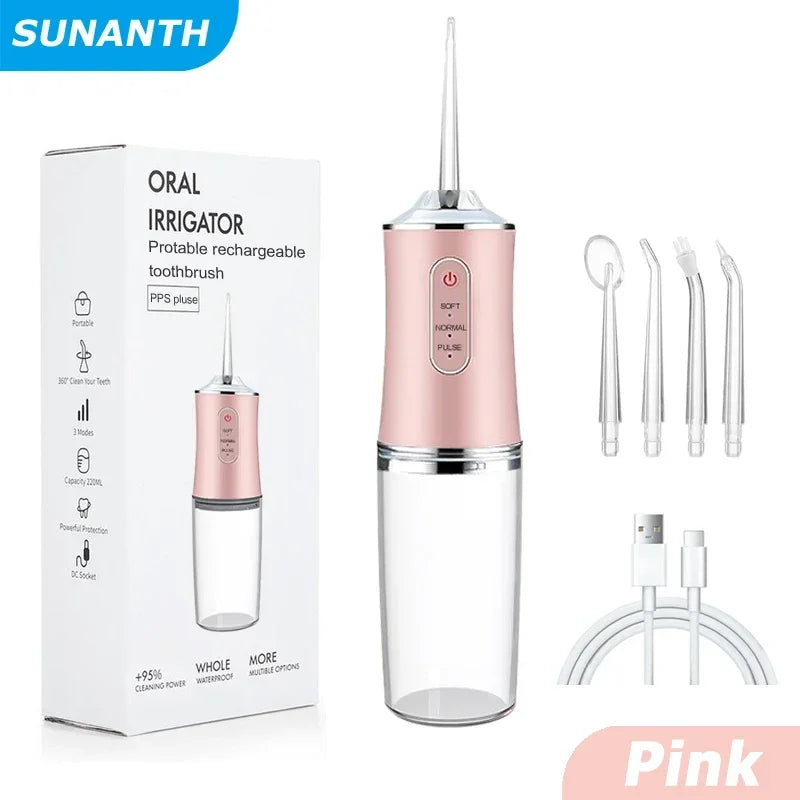 Portable Cordless dental water flossers,Professional Electric Oral Irrigator tooth cleaner 3 Modes & Water Drill,IPX7 Waterproof