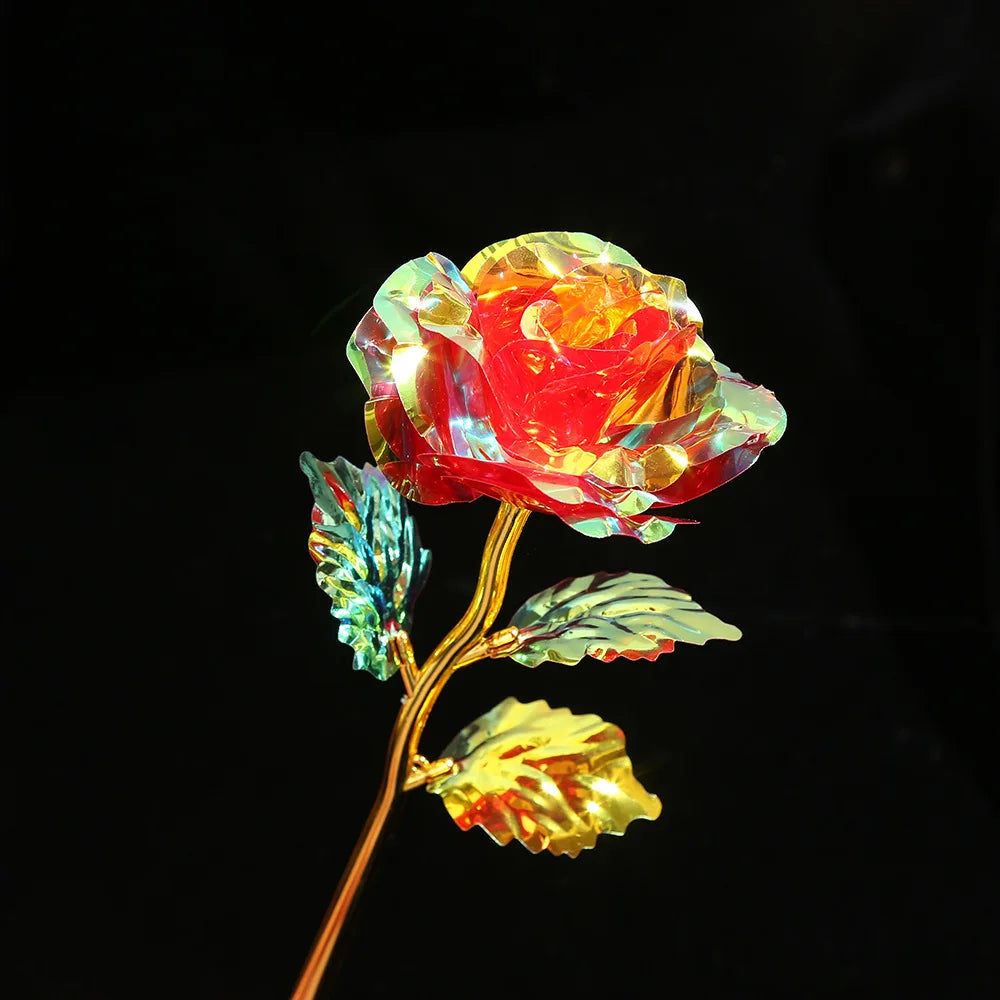 Valentine'S Day Creative Gift 24k Gold Foil Plated Single Rose Artificial Gold-Leaf Rose Gift For Valentine'S Day Mother'S Day