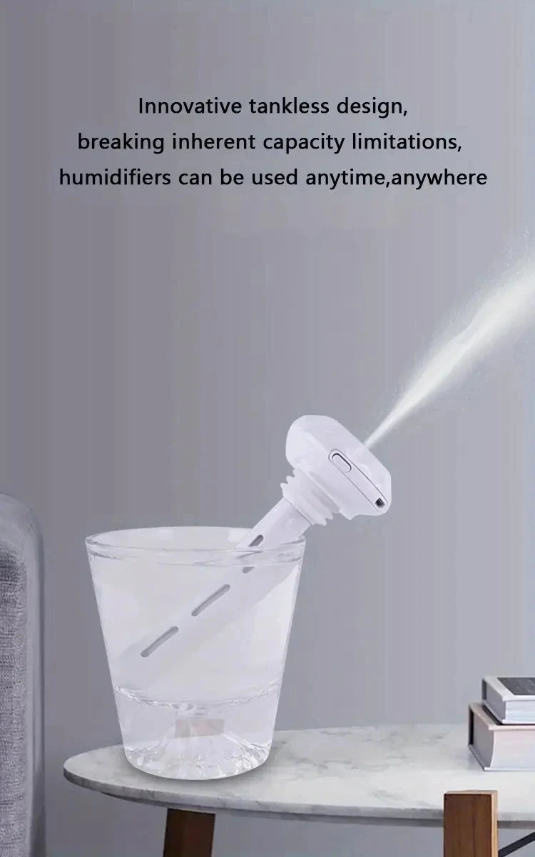 Super Quiet Portable Mist Humidifier Adjustable Length for Office Bedroom Car TravelNo Water Bottle Needed Enhances Air Moisture