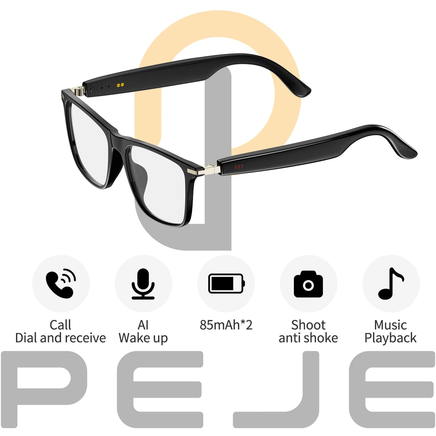 PEJE Smart photochromic glasses, Smart audio glasses, Smart Glasses Come Equipped with bluetooth Calling, And Music Playback