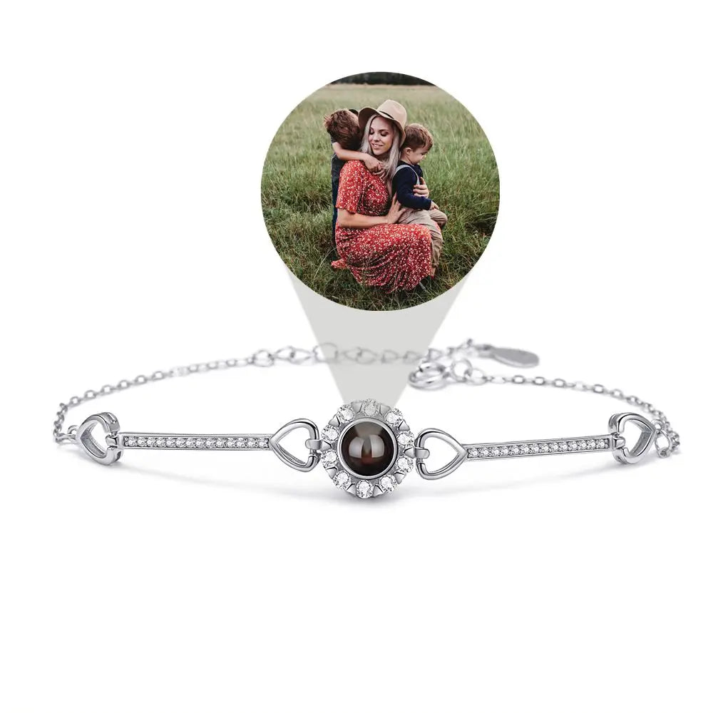 Custom Photos Bracelets 925 Sterling Silver Personalized Projection Photo Bracelet for Women Wife Mom Jewelry Mother's Day Gift