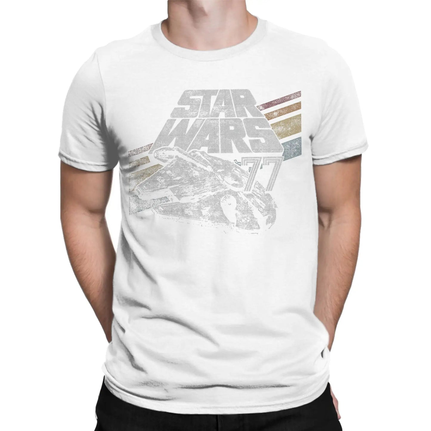 Stars T-Shirts Men Millennium Falcon 77 Fashion Pure Cotton Tee Shirt Crewneck Short Sleeve T Shirt Printing Tops