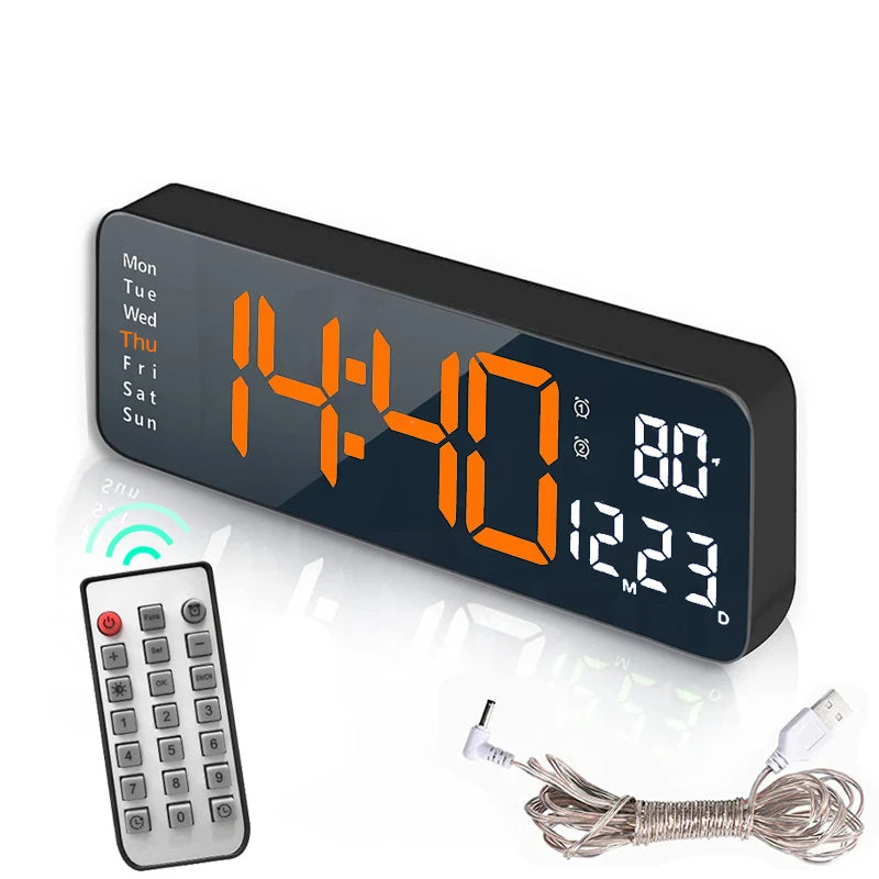 Smart Mute LED Electronic Wall Clock Modern Desk Clock Night Alarm Minimalist Thermometer Air Clock Home Decor For Living Room
