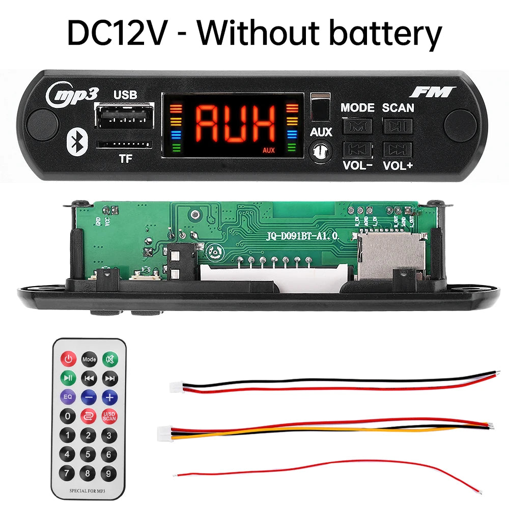 DC 5V/12V Bluetooth 5.0 Car Speaker Decoder Board MP3/USB/TF Interface FM Radio Wireless Remote Control Car Audio Control Module