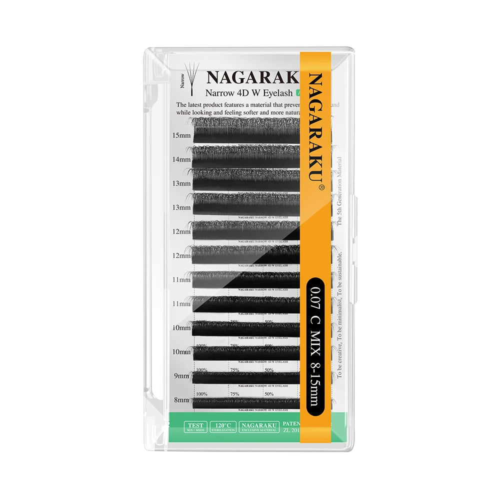NAGARAKU Narrow 4D W Shape False Eyelash Extensions Premade Volume Fans V Shape Lashes Bloom Mesh Eyelashes Air Series Bundle