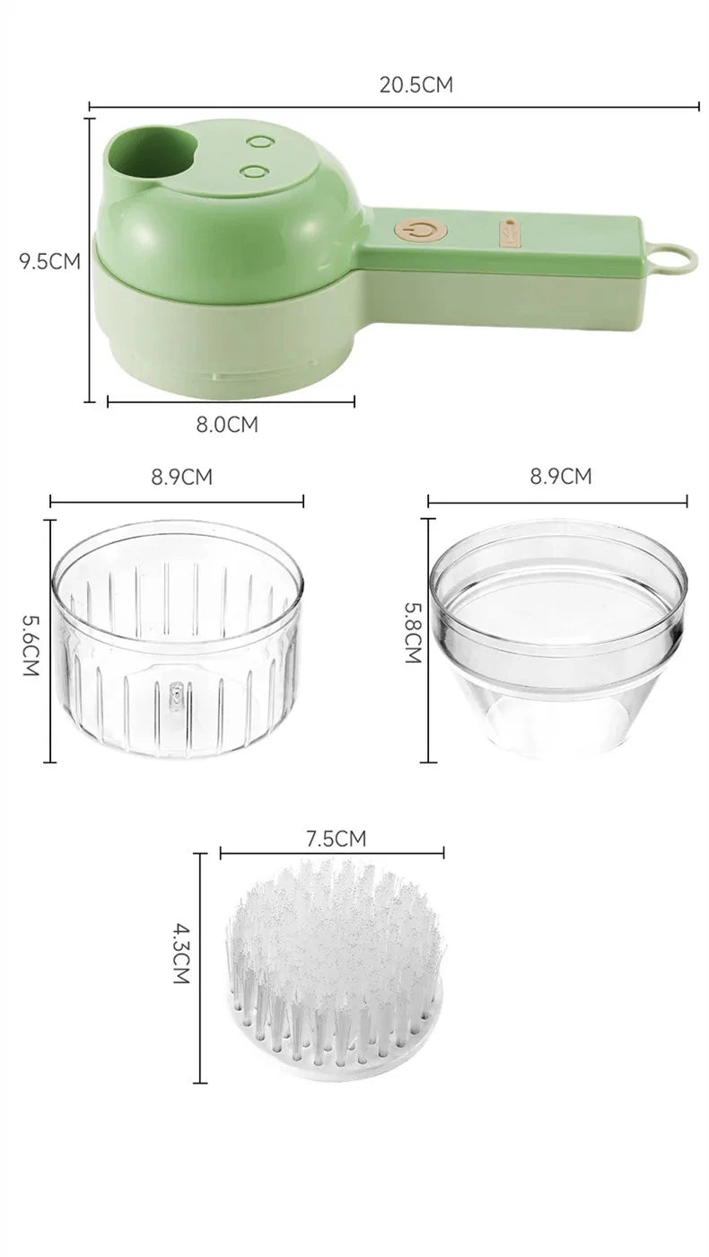 4In1 Electric Vegetable Cutter Set Handheld Wireless Electric Garlic Masher Food Chopper Meat Grinder Machine Food Peel Slice