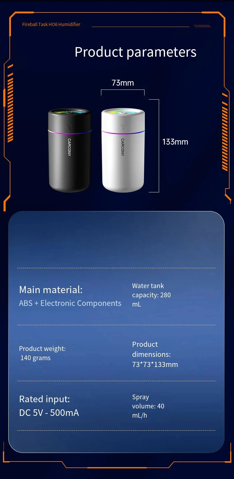 280ML Air Humidifier Large Fog Volume Colorful Atmosphere Light Silent Aroma Diffuser Essential Oils Aromatherapy for Home Car