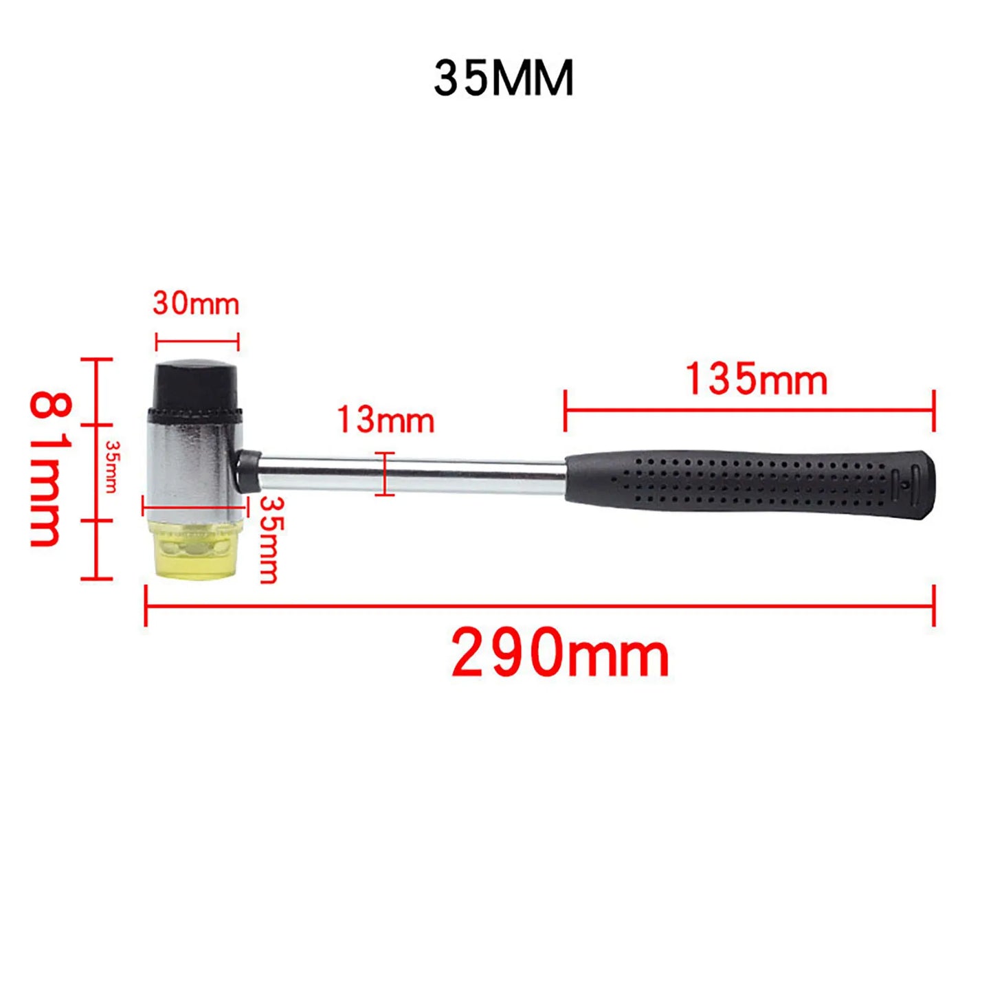 Hammer Double Face Soft Tap Rubber Hammer 20/30/35mm Multifunctional Glazing Window Beads Hammers Nylon Head Rubber Mallet