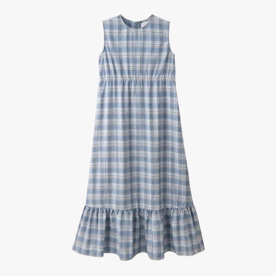 AS SS26 summer Teen Girls Blue Knitted Cardigan + Plaid Sleeveless Maxi Dress holiday looks