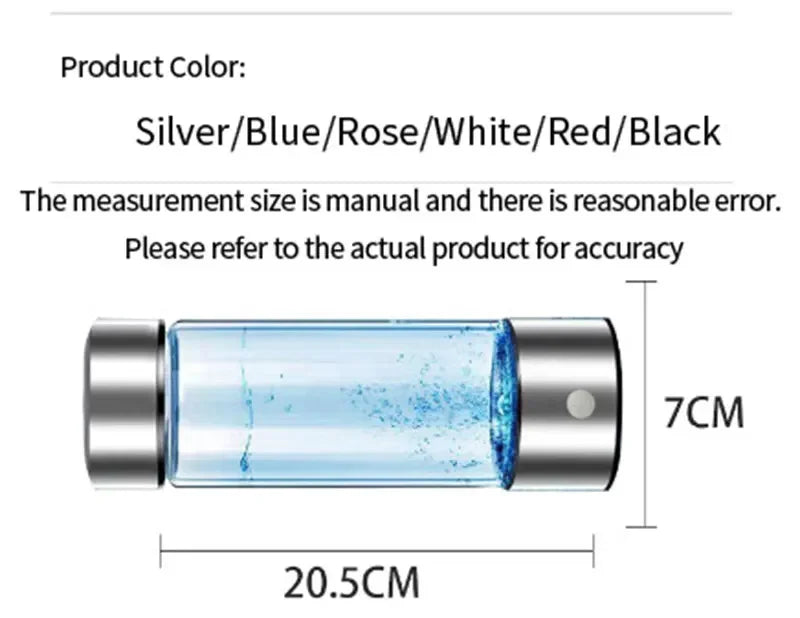 Hydrogen Water Bottle for Home Office Travel and Daily Drinking Portable Hydrogen Water Bottle Generator Water Ionizer Machine