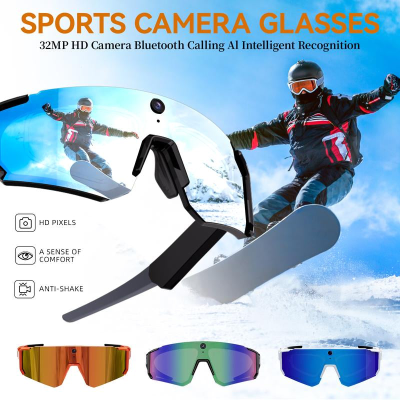 AI Smart Sports Camera Glasses: 2K Video/Photo + 260Mah Long Battery + HD Calls | Waterproof for Cycling/Skiing/Hiking | Perfect for New Year’S Long Weekend Getaways