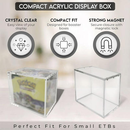 ETB Acrylic Clear Magnetic Display Case, 5Mm Thick Uv-Resistant Display Box, Magnetic Closure Made Easy Top Loading Ultra Boxes for Display Compatible with PKMN Booster Boxes, 1 Count Dustproof and Waterproof Display Box Card Protector(1-Pack)