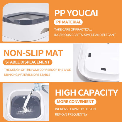 1PC Dog Floating Water Bowl No Spill Slow Water Feeder Dog Bowl Non-Slip Pet Drinking Fountain