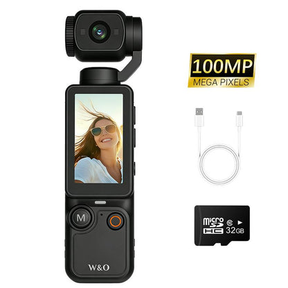 Portable 2.5K Ultra HD Video Recorder with 180° Rotating Lens, Handheld Stabilizer Pocket Camera, Full Body Camera for Vlogging, Travel & Daily Life Recording, USB Rechargeable, Vlogging Camera, Modern Gadget, Durable Construction, Camcorder