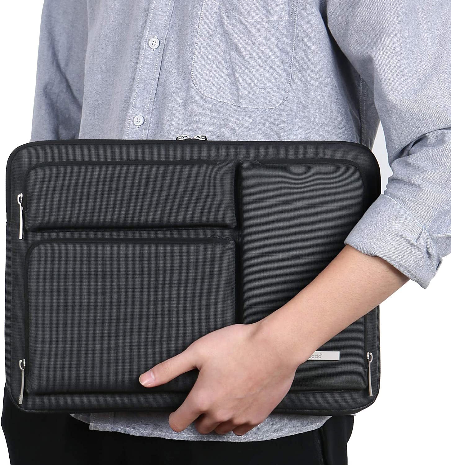 Lacdo 360° Protective Laptop Sleeve Case for 14 Inch HP Chromebook 14 / X360 14A / HP Stream 14, Acer Swift / Chromebook 314, 14" Ideapad Chromebook S330 ASUS Dell Portable Laptop Computer Bag, Black