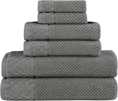 Classic Turkish Towels CTT - Luxury 6 Piece Towel Set, 100% Turkish Cotton, Quick Drying, Highly Absorbent & Comfy, Includes 2 Bath Towels, 2 Hand Towels & 2 Washcloths | (White)