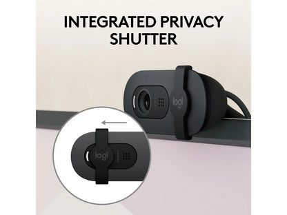 Logitech Brio 100 Full HD Webcam for Meetings and Streaming, Auto-Light Balance, Built-In Mic, Privacy Shutter, USB-A, for Microsoft Teams, Google Meet, Zoom and More - Graphite