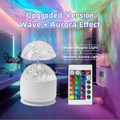 [2026 New Upgrade] 2-In-1 Ocean Wave Projector & Shower Light - 16-Color LED Bedroom Light with 3D Water Ripple Effect, Usb-Powered Remote-Controlled Ambient Light Tiktokshop Limited-Time Flash Sale