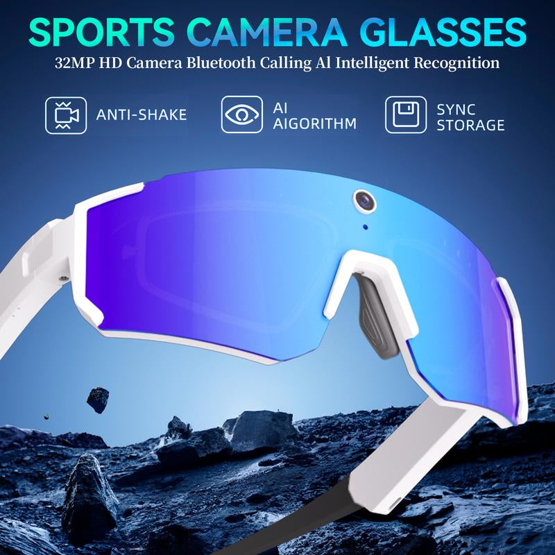 AI Smart Sports Camera Glasses: 2K Video/Photo + 260Mah Long Battery + HD Calls | Waterproof for Cycling/Skiing/Hiking | Perfect for New Year’S Long Weekend Getaways
