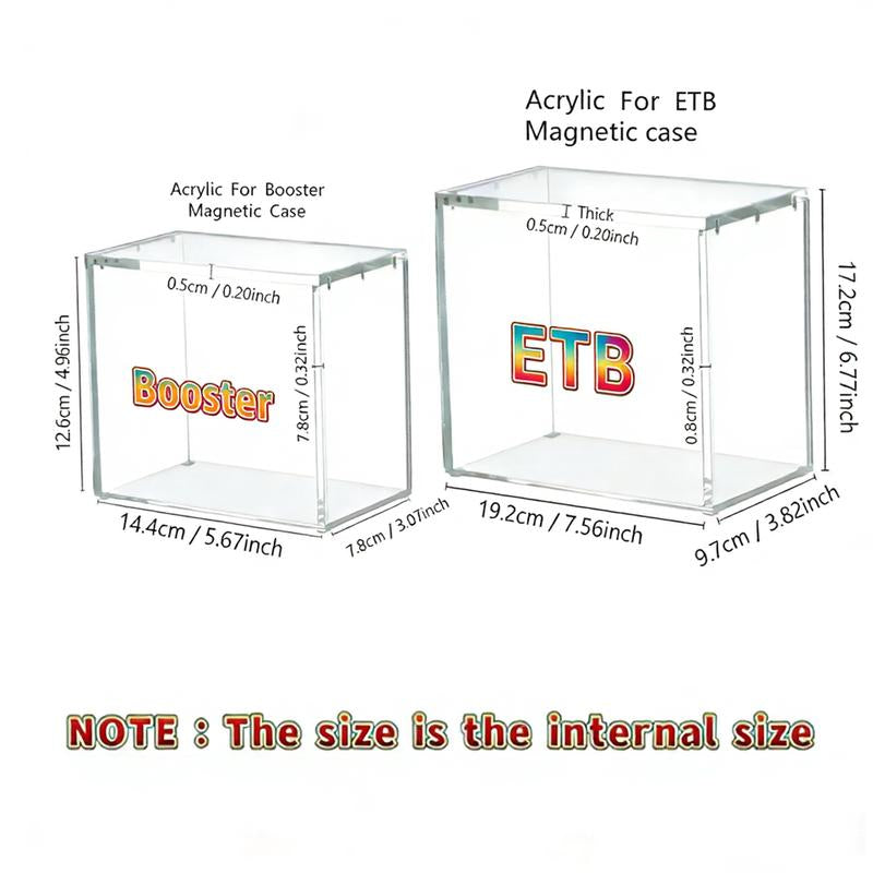 ETB Acrylic Clear Magnetic Display Case, 5Mm Thick Uv-Resistant Display Box, Magnetic Closure Made Easy Top Loading Ultra Boxes for Display Compatible with PKMN Booster Boxes, 1 Count Dustproof and Waterproof Display Box Card Protector(1-Pack)