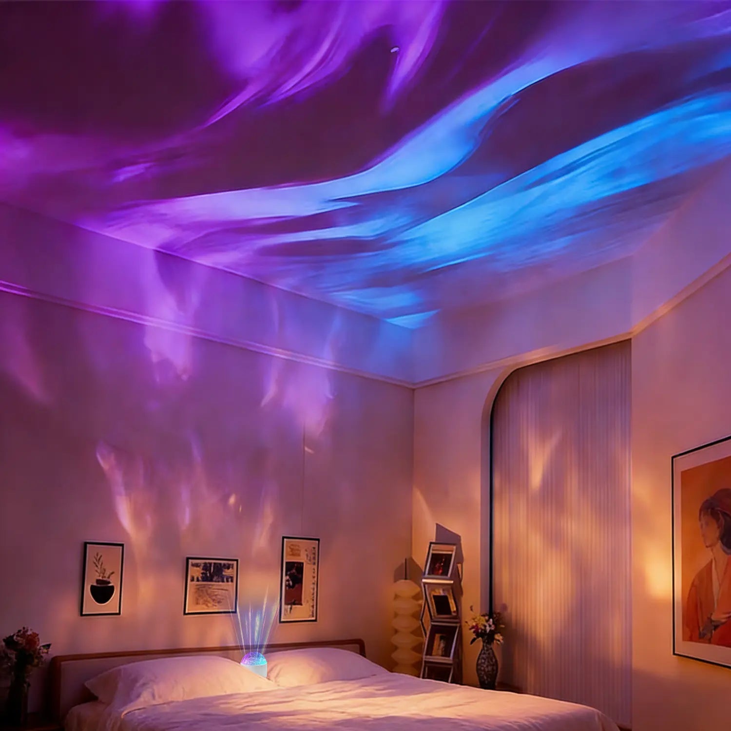 [2026 New Upgrade] 2-In-1 Ocean Wave Projector & Shower Light - 16-Color LED Bedroom Light with 3D Water Ripple Effect, Usb-Powered Remote-Controlled Ambient Light Tiktokshop Limited-Time Flash Sale