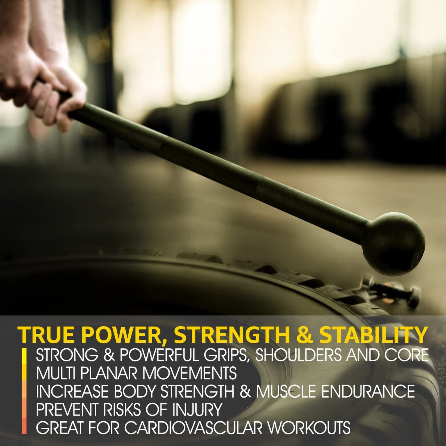Yes4All Steel Mace Bell for Strength Training, Support Full Body, Muscles, Shoulder, Grips & Forearms Workouts, Stretching 5, 7, 10, 15, 20, 25, 30 LB for Woman & Man