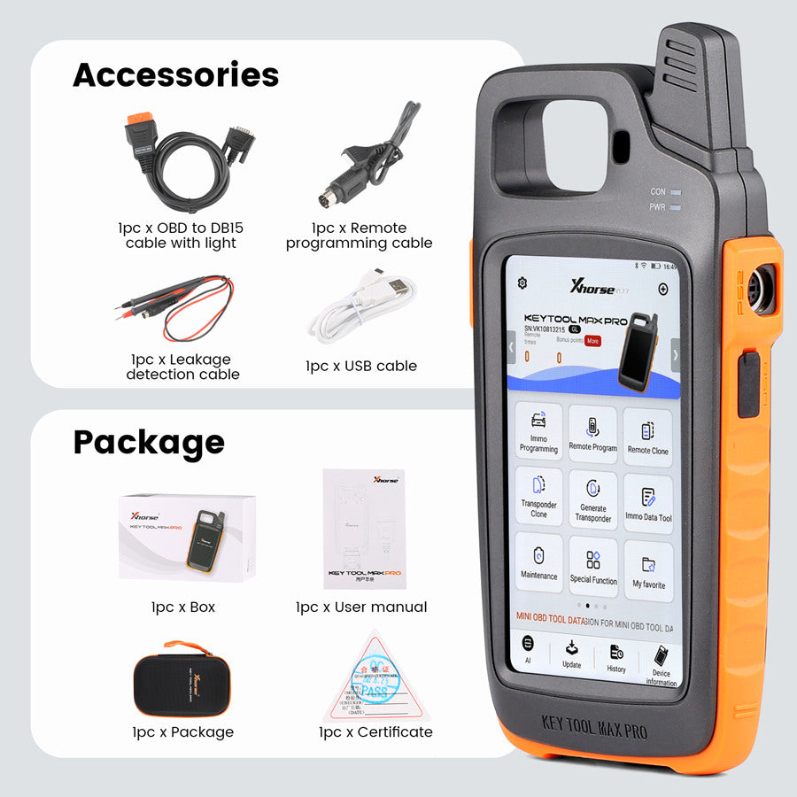Xhorse VVDI Key Tool Max Pro with MINI OBD Tool Function Work with DOLPHIN XP-005, XP005L, Condor MINI Plus, MINI Plus II