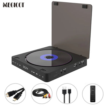 MEGICOT Mini DVD Player for TV with HD AV Port Touch Button Remote Control, All Region Free, Support CD DVD VCD USB Flash HD Video Playback Players for Home
