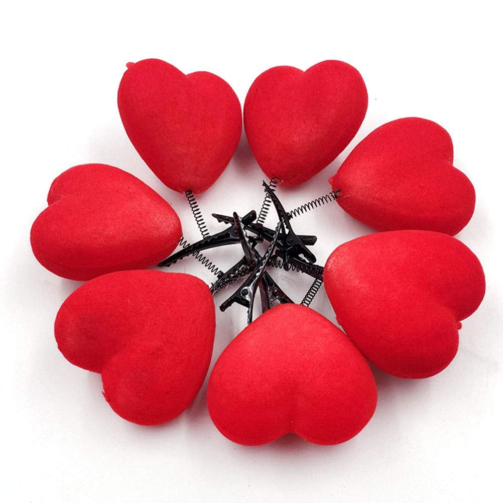 Binaryabc Valentines Day Red Heart Hair Clips Hairpins Head Bopper,Valentines Day Supplies,10Pcs