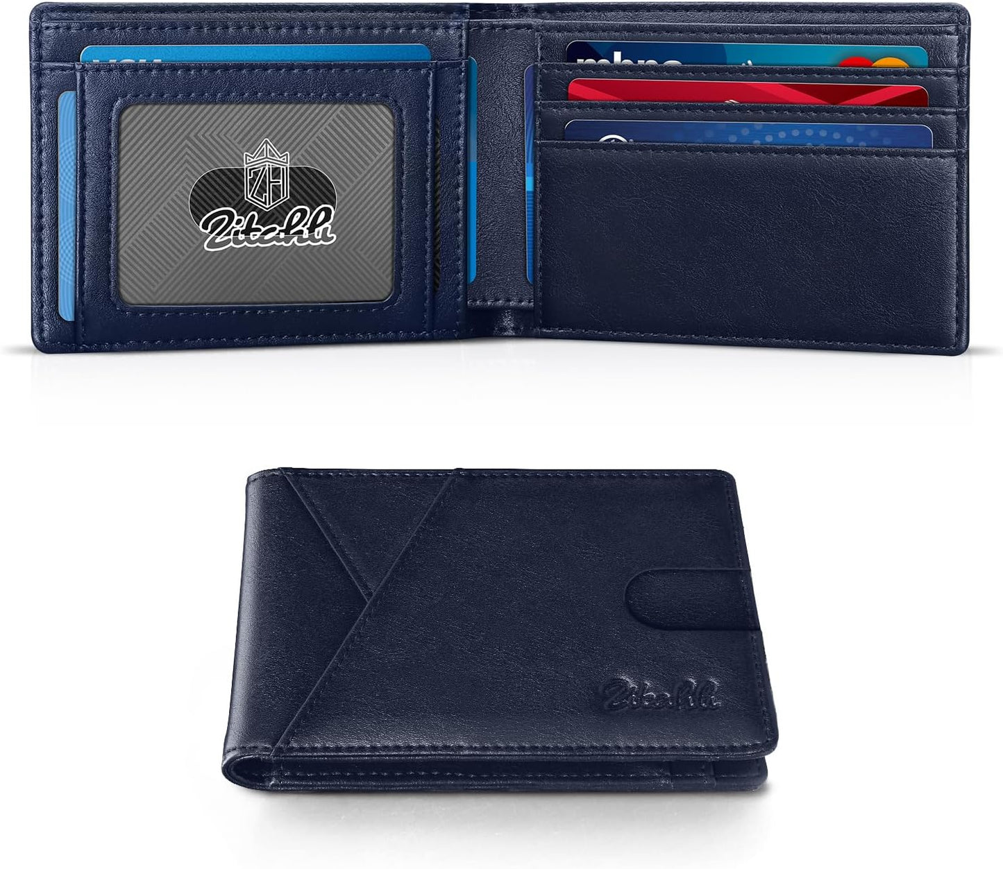 Zitahli Bifold Wallets for Men - Slim RFID Leather Credit Card Holder for 6-11 Cards, Minimalist Thin Wallet with ID Window & Cash Slot,Front Pockt Carteras Para Hombres, Birthday Gifts for Men | Slim