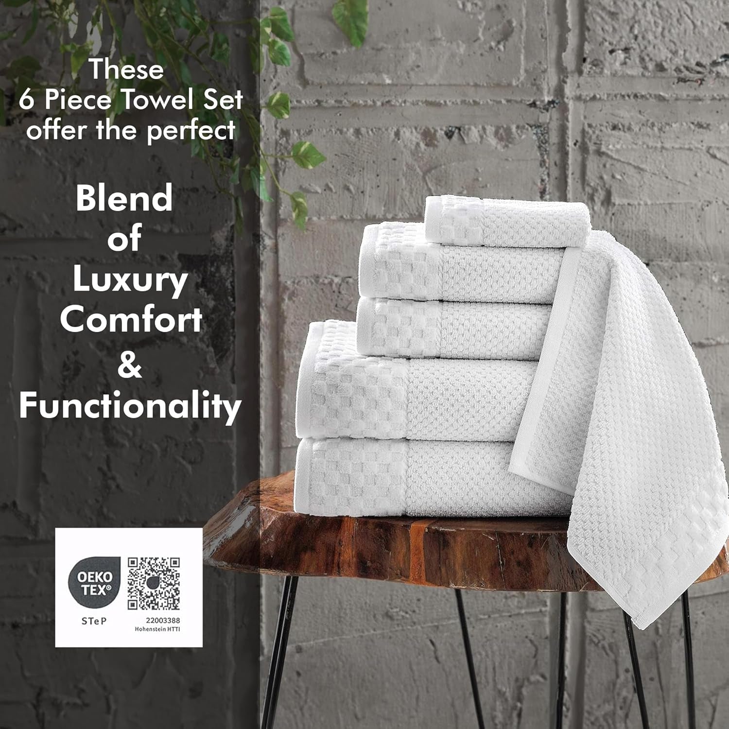 Classic Turkish Towels CTT - Luxury 6 Piece Towel Set, 100% Turkish Cotton, Quick Drying, Highly Absorbent & Comfy, Includes 2 Bath Towels, 2 Hand Towels & 2 Washcloths | (White)