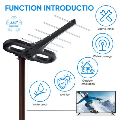 2025 Digital HD TV Antenna Outdoor, Long Range with UHF/VHF , Supports 4K, 1080P, Smart and Older Tvs , Outdoor TV Antenna , Easy Installation for Home & RV , No Monthly Bill, Enjoy Local Channels